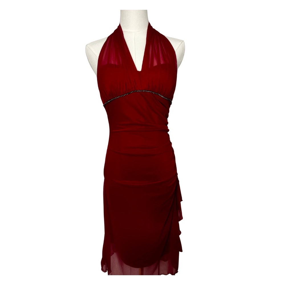Vintage 90s Red Halter Dress